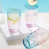 大容量渐变色浮雕玻璃杯 家用早餐牛奶杯 情侣水杯活动礼品杯批发 details Picture
